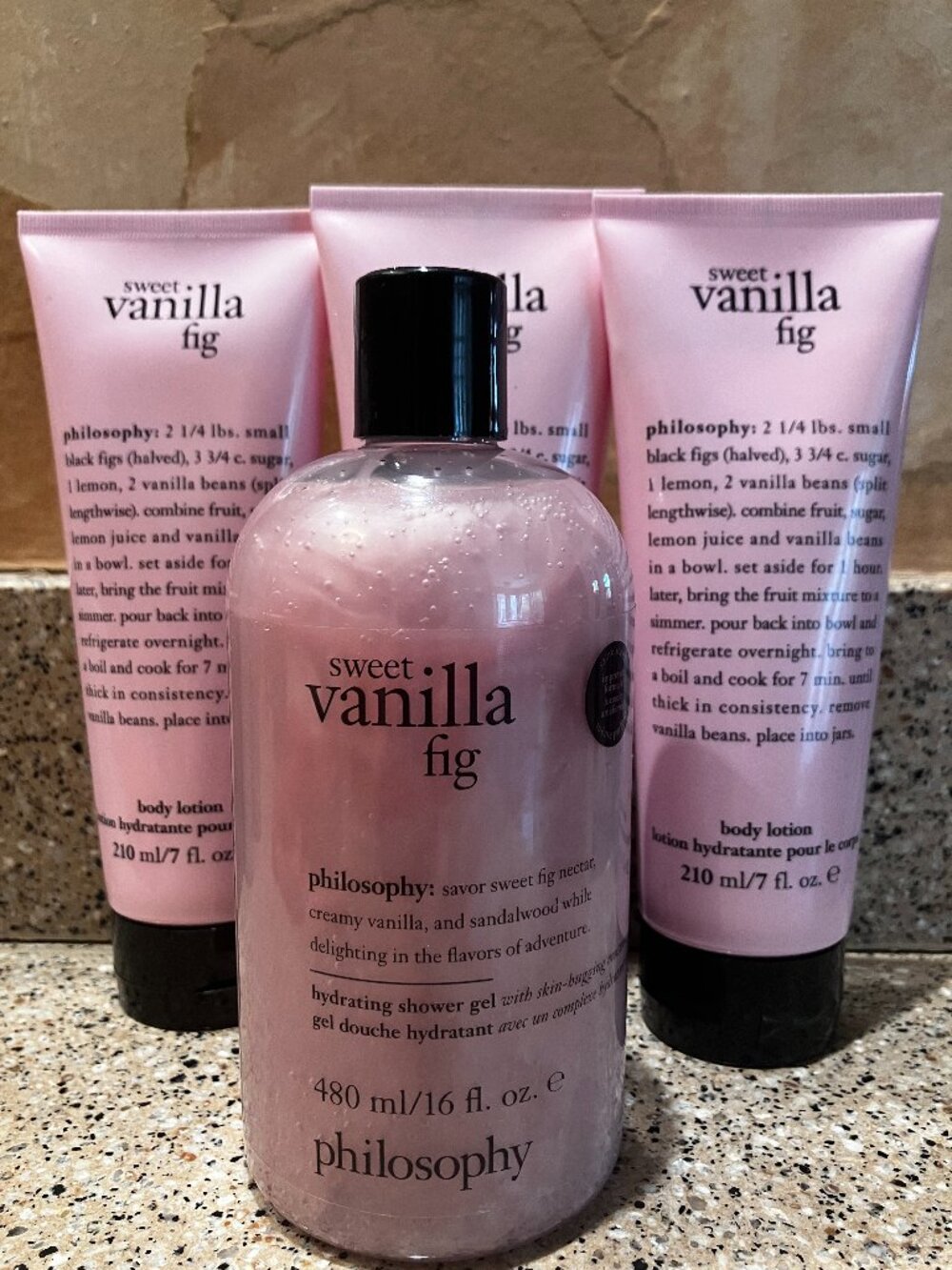 Philosophy Set of Sweet Vanilla & Fig Shower Gel and 3 Body Lotions! Sealed!